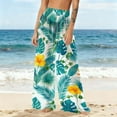 thumbnail image 2 of Tnhcen Women's Bohemian Beach Cover Up Wide Leg Pants 100% Polyester Chiffon Lightweight Flowy Tropical Print Sun Protection Swimwear Cover Up Pants S - 2XL, 2 of 7