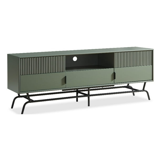 Furniture Of America Haft Wood MultiStorage TV Stand in Sage Green and