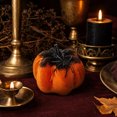 thumbnail image 7 of Orange Flocked Velvet Pumpkin Figurine 3.9 Inch Glitter Gradient Artificial Pumpkins Tabletop Ornament for Halloween Fall Table Decor, 7 of 7