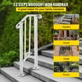 thumbnail image 3 of BENTISM Wrought Iron Handrail Fits 1 or 2 Steps for Outdoor Steps Railing White, 3 of 10