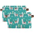thumbnail image 2 of FREEAMG Collapsible Storage Basket Cute Llama Rectangular Storage Bins Baskets Toys Storage Bins with Handles for Bedroom Home Office 2PCS, 2 of 7