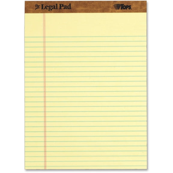 TOPS The Legal Pads, 12 Pack, Legal Rule, Perforated, 50 Sheets, 8-1/2" x 11-3/4", Canary (7532)