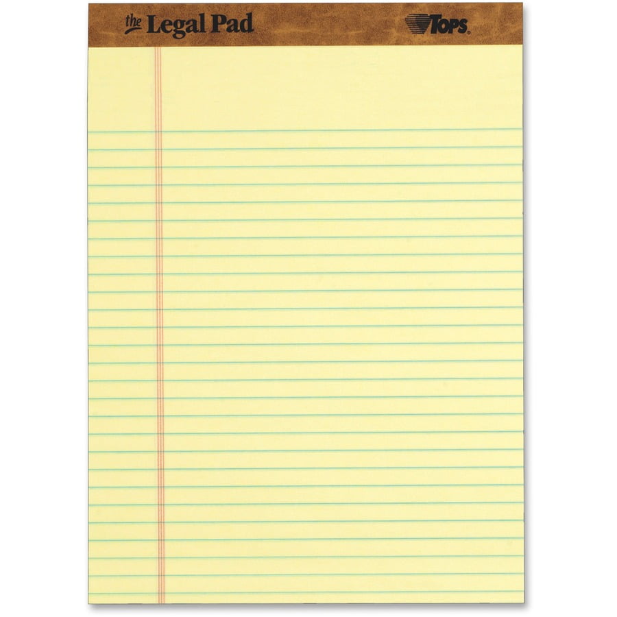 TOPS The Legal Pads, 12 Pack, Legal Rule, Perforated, 50 Sheets, 8-1/2" x 11-3/4", Canary (7532)