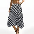 thumbnail image 5 of PBFRDSJ Women's Plaid Maxi Skirts A Line Vintage Trendy Beach Skirts Asymmetrical Hem Daily Going Out Casual Skater, 5 of 7