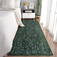 thumbnail image 3 of Area Rugs for Living Room Bedroom, Large Washable Rug, Vintage Floral Boho Non Slip Low Pile Carpet Indoor Dining Room and Kids Room Dark Green 2 * 6 ft, 3 of 9