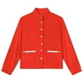 thumbnail image 4 of Jackets for Women Winter Coat Jackets Flannel Stand Collar Jacket(Pure Red,Size:S-4XL), 4 of 7