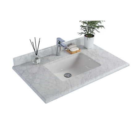 Rectangle Single Hole - White Carrara Countertop - 36