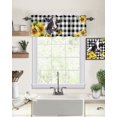 thumbnail image 3 of Cow Kitchen Curtain Valance and Tiers Set Farm Animal Yellow Sunflowers Rod Pocket Kitchen Tier & Valance Set 3 Piece Black White Buffalo Check Plaid Window Curtain Valance Tier Set 54 in x 24 in, 3 of 6