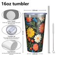 thumbnail image 4 of 16oz Tumblers Pioneer Flower Stainless Steel Vacuum Insulated Double Wall Travel Tumbler Cups Mug with Lid and Straw,Cleaning Brush for Coffee,Tea, 4 of 4