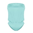 thumbnail image 6 of Women's One Piece Bikini Swimsuit Tube Top Off Shoulder Sexy Solid Color Swimsuit for Beach Pool Party,Sky Blue,S, 6 of 7
