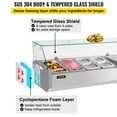 thumbnail image 6 of VEVOR Refrigerated Condiment Prep Station, 48-inch, 10.8Qt Sandwich / Salad Prep Table w/ 3 1/3 Pans & 4 1/6 Pans, 146W Salad Bar w/ 304 Stainless Body Tempered Glass Shield Digital Panel Auto Defrost, 6 of 9