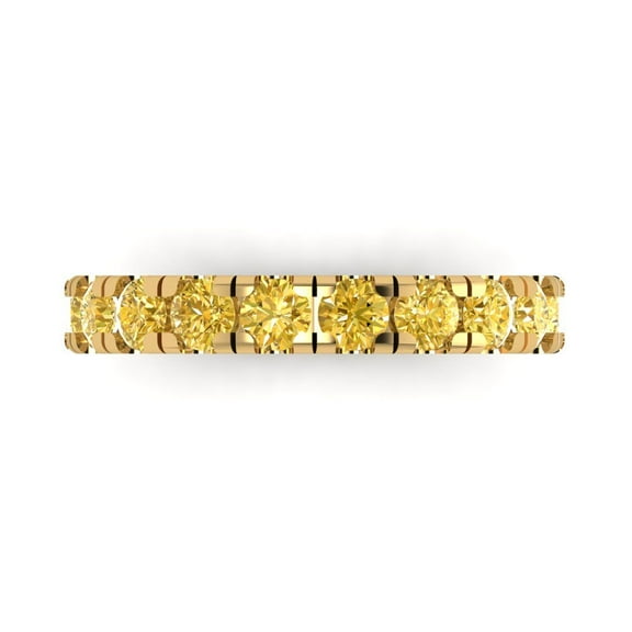 1 ctw Wedding Band for Women - 18K Yellow Gold Natural Citrine Stackable Eternity Ring