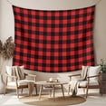 thumbnail image 2 of Black Red Plaid Tapestry for Bedroom Wall Hanging Tapestry, Vintage Rustic Buffalo Checked Gingham Ceiling Backdrop Tapestries Poster Blanket Wall Decor for Teens Room Living Room Dorm 51" x 59", 2 of 8