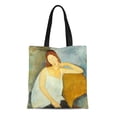 thumbnail image 1 of SIDONKU Canvas Tote Bag Jeanne Hebuterne By Amedeo Modigliani 1919 Italian Modernist Painting Durable Reusable Shopping Shoulder Grocery Bag, 1 of 1