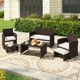 thumbnail image 2 of Gymax 6 PCS Patio Furniture Set w/ 1 Loveseat 1 Coffee Table 2 Armchairs 2 Ottomans White, 2 of 7