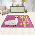thumbnail image 2 of SKYSONIC 36x24in Lovely No Problama Area Rug, Llama Motivation Quote Non-Slip Floor Carpet for Indoor Living Dining Room Bedroom, 2 of 7