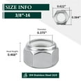 thumbnail image 2 of Tuercas De Seguridad Hexagonales Con Inserción De Nailon De 3/8-16, Tuercas De Seguridad Inoxidables, Accionamiento Hexagonal, Acabado Brillante, Acero Inoxidable 304, Rosca Gruesa De 18-8 Ss, Paquete, 2 of 5