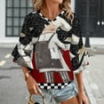 thumbnail image 3 of Funny Chef Holding Delicious Food Buffalo Plaid Women's V-Neck Blouse With 3/4 Ruffled Bell Sleeves Casual Top Ladies Blouses, 3 of 7