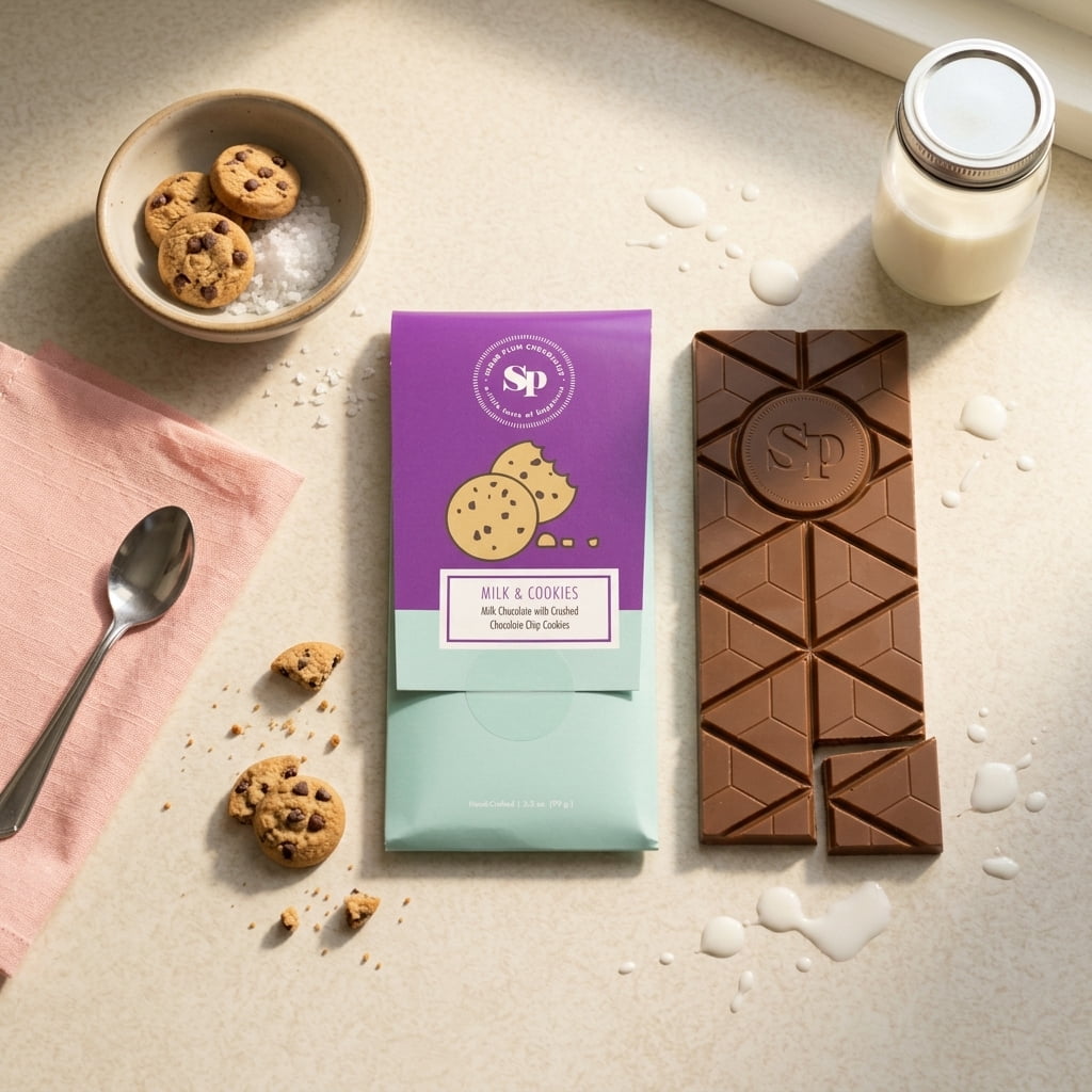 Sugar Plum Chocolates Milk and Cookies Chocolate Bars Milk Chocolates 5 Count 17.5 oz