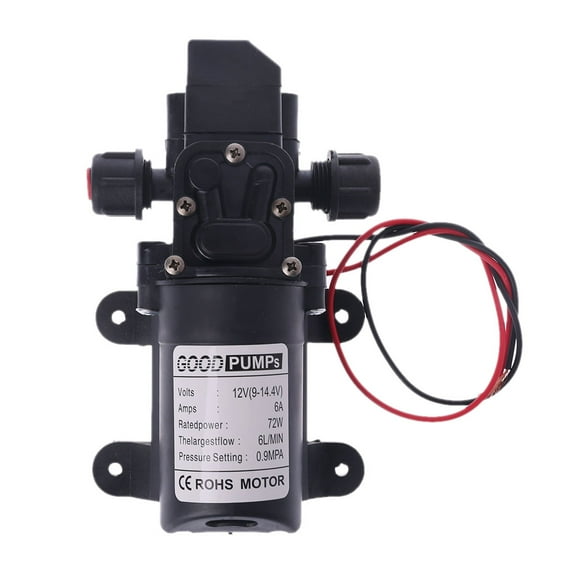 HEMLBOYW for 12V 130PSI 6L/Min Water High Pressure Diaphragm Self Priming Pump 70W Rubber
