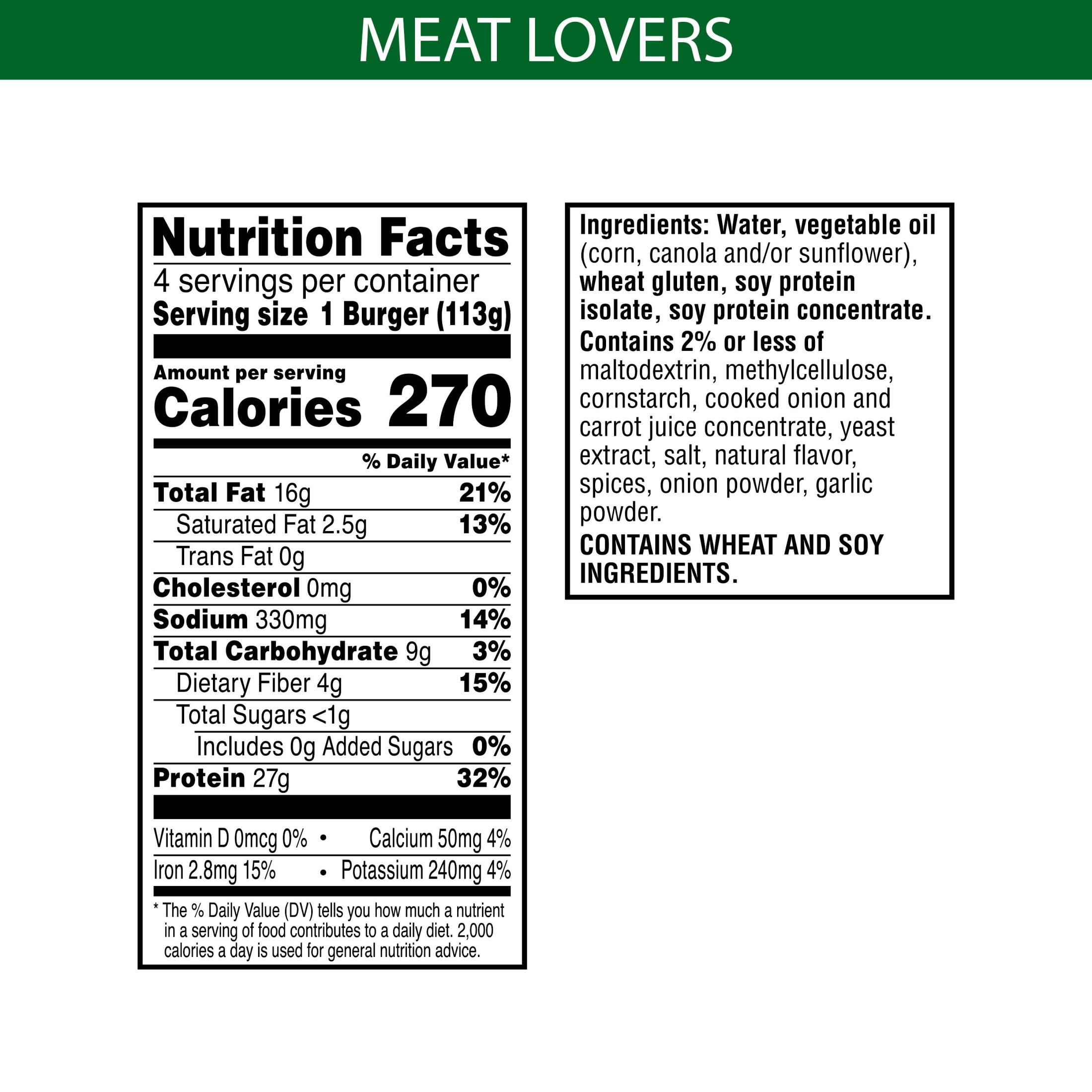 MorningStar Farms Meat Lovers Veggie Burgers, 16 oz (Frozen) - image 4 of 9