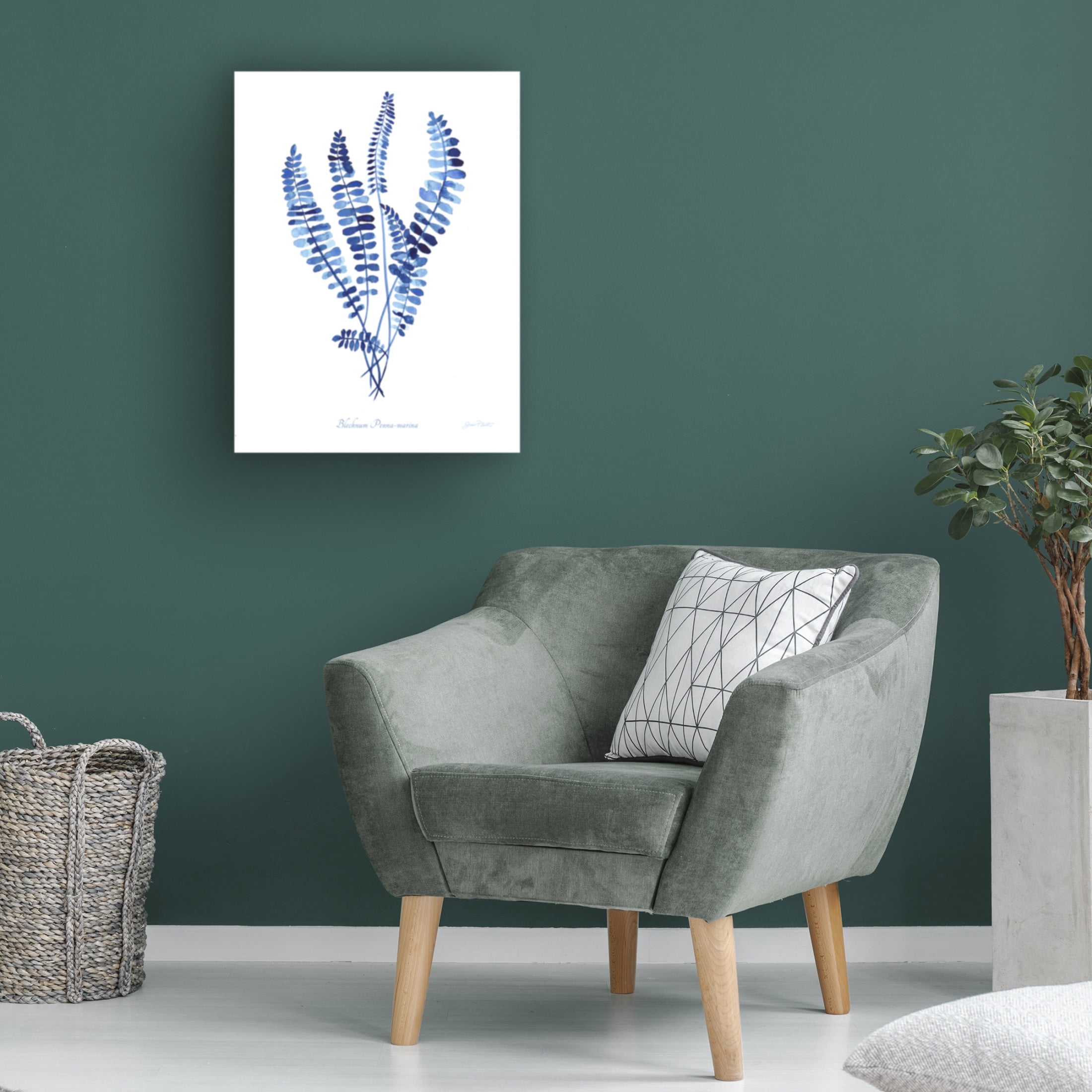 Canvas Wall Art - Jean Plout 'Indigo Botanical 11' Wall Art for Living Room, Bedroom, or Office Décor by Trademark Fine Art - 14 x 19 Inches