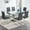 Silver Glass Table with 6 Gray Chairs, variant on Sumdeal 63" Glass Dining Table Set for 4,Modern Dining Room Table Set for 4, Kitchen Table and PU Leather Chairs Set for 4, Dinner Table with Rectangle Tempered Glass Top and Chrome Silver Base