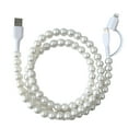 thumbnail image 1 of bedienty 1m Beaded Phone Cable 2 In 1 USB Charger Cable Usb Totype C Fast Charging USB Charger Cable 2 In 1 White Pearl, 1 of 5