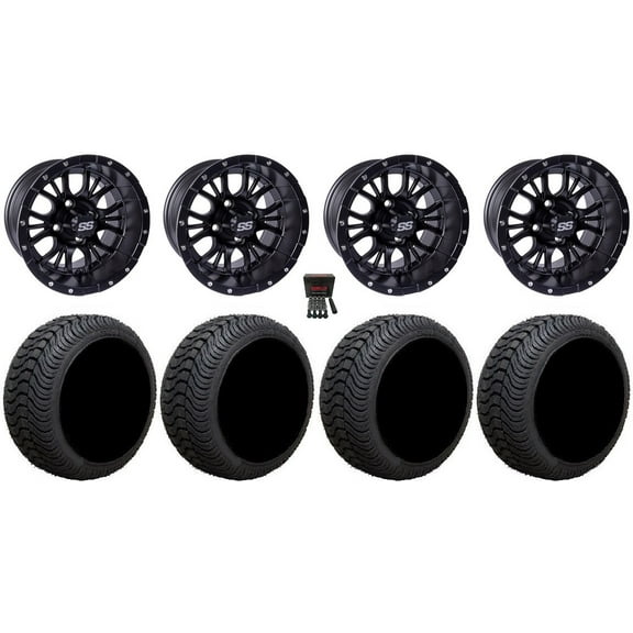 GTW Diesel 12" Golf Cart Wheels Black 215x50 Cruze Tires E-Z-GO & Club Car
