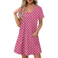 thumbnail image 2 of Sentmoon Robes d'Été pour Femmes 2025 Grande Taille Manches Courtes Robe Débardeur Extensible Imprimé à Pois Ample Col en V Robe de Tennis Été Décontractée pour Détente à la Maison TTG, 2 of 9