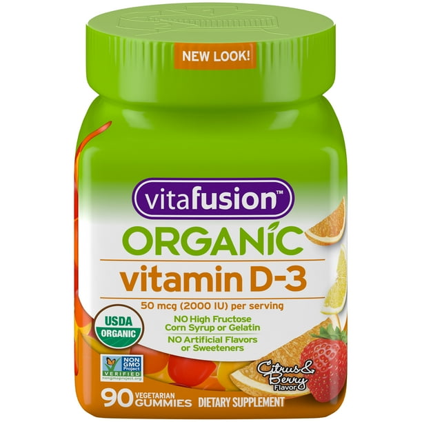 Vitafusion Organic D3 Gummy Vitamin, 90 Count NonGMO, GlutenFree