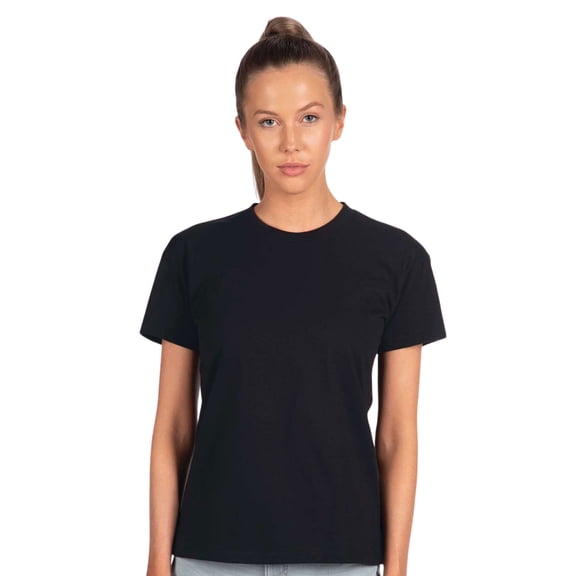 Next Level Women's Cotton Relaxed T-Shirt 100% Ring-Spun Cotton Casual Short Sleeve Crew Neck Tee (Black, L)