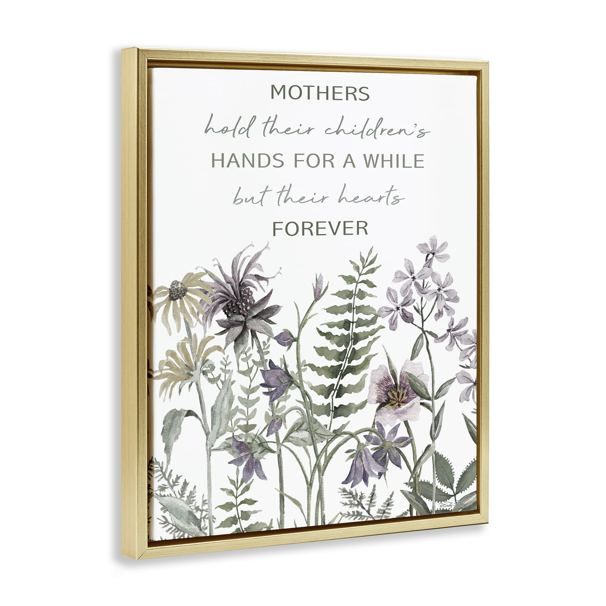 Stupell Industries Mother's Hold Parenting Sentiment Gold Framed Floater Canvas Wall Art, design by Cindy Jacobs