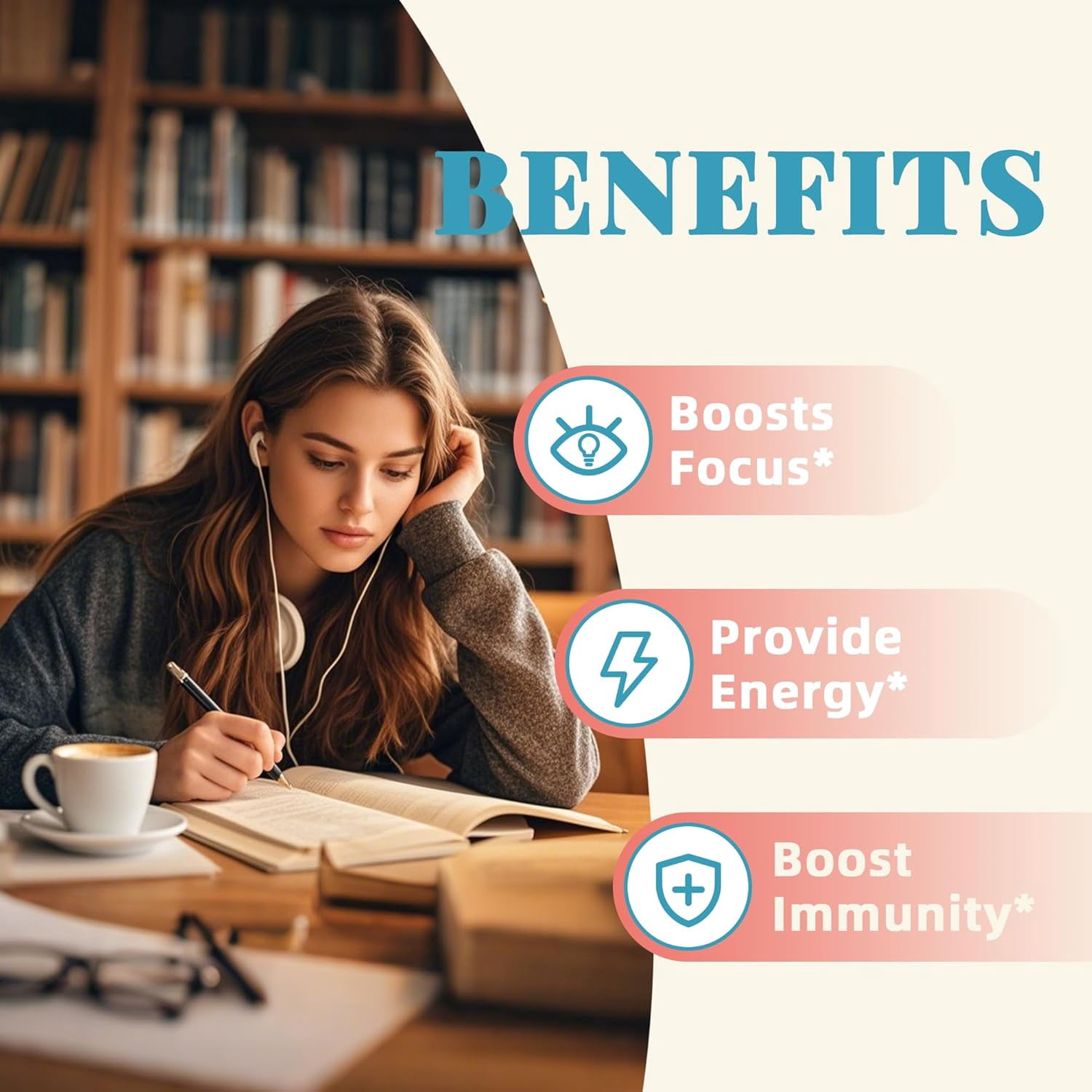 Decaf Mushroom Coffee, Instant Coffee Mix, 30 Servings | Sugar-Free, Decaffeinated Coffee Powder Blend | 14 Mushroom Extract for Immune Support & Focus, 3.2 OZ