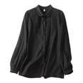 thumbnail image 1 of Blusa de manga larga con botones para mujer: camisa informal con cuello vuelto para llevar a diario en primavera/verano, 1 of 8