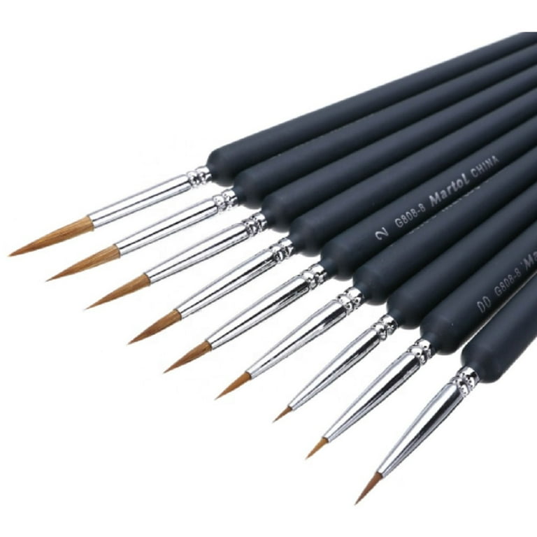 9 PCs Professional Weasel Hair Paint Brush Set Triangle Rod