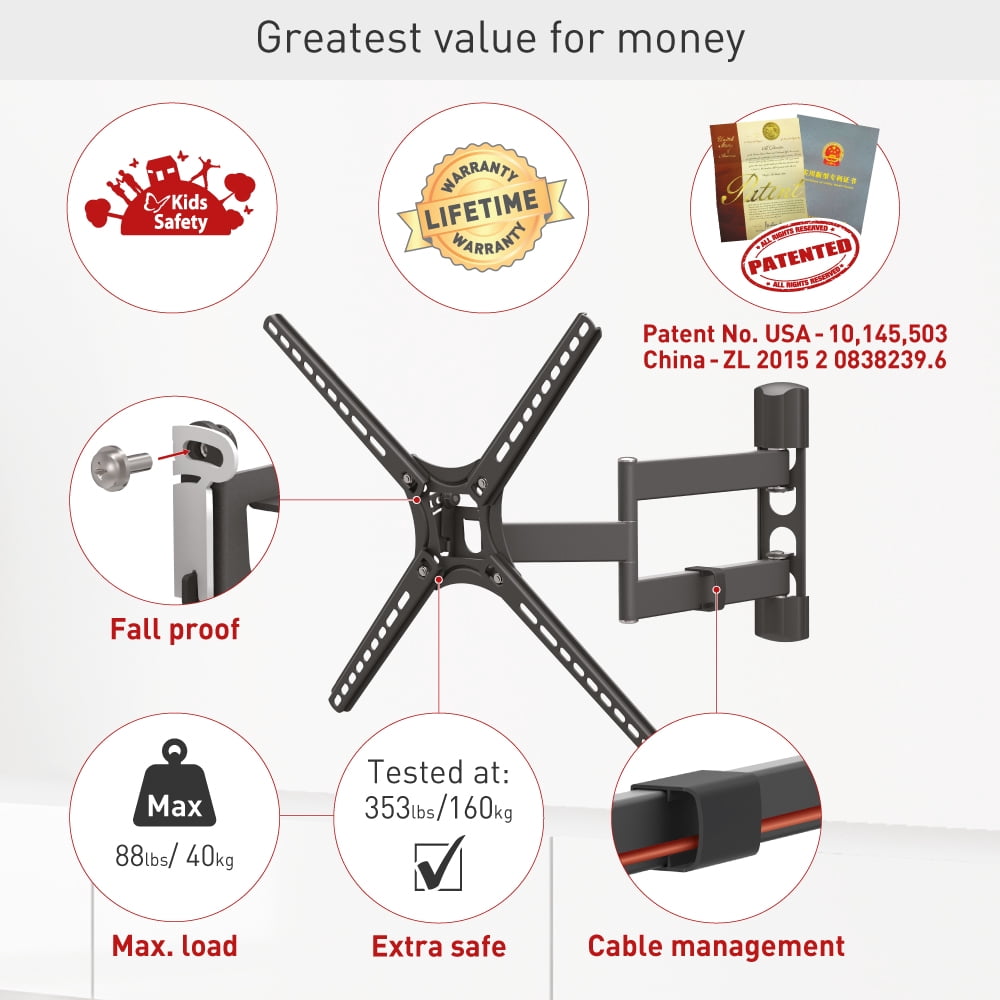 Barkan Full Motion TV Wall Mount, Full Motion