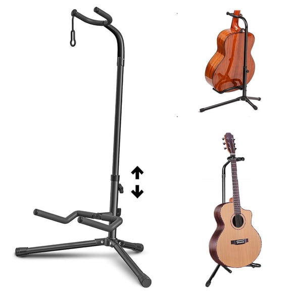 Guitar Stand- Folding Universal Guitar Stands Floor with Neck Holder for Acoustic Electric Guitars Bass Guitar,Tripod Electric Guitar Stands with Padded Non-Slip Secure Support,Height Adjustable