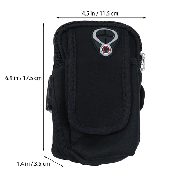 WRISTBIQUE Cell Phone Arm Band Black Waterproof Fabric Running Case for Storage Use with Multifunctional Pockets and Adjustable Strap