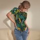 thumbnail image 3 of Balery Jungle Leopard Yellow Body de cuello redondo de manga corta para mujer Tops de manga corta Tops básicos-Small, 3 of 7