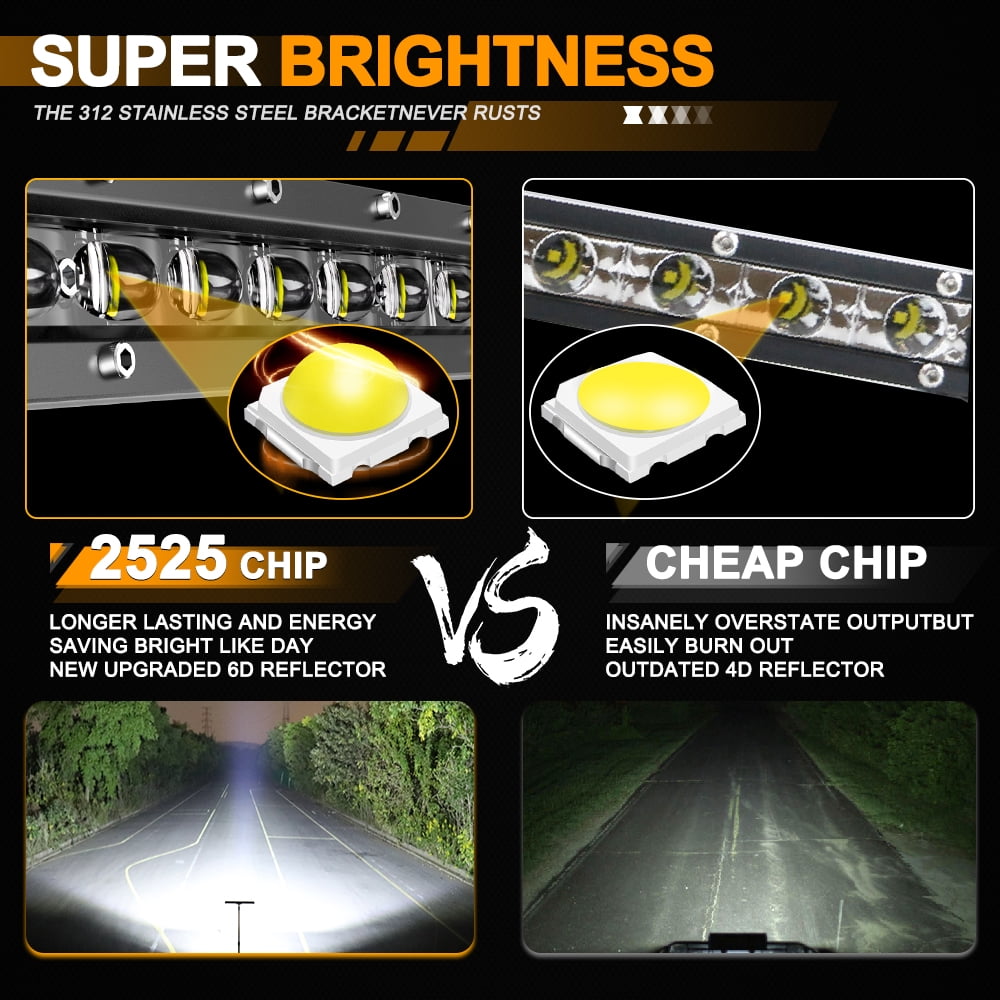 Slim Curved 20 26 32 38 44 50 LED Light Bar Single Row Off Road Driving ATV SUV