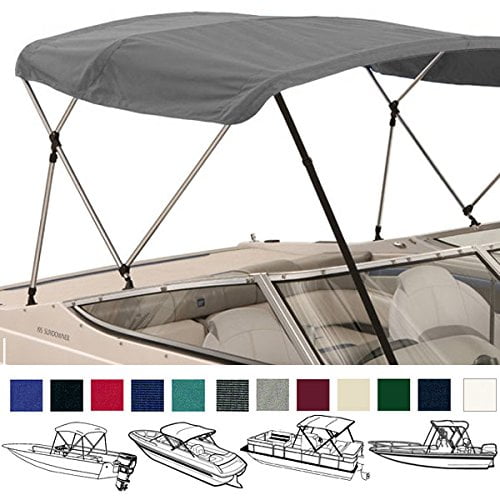 EliteShield 3 Bow Bimini Top Boat Cover Grey 3 Bow 72" L 36" H 67"72