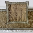thumbnail image 3 of The HomeCentric King / Queen / Twin Brown Decorative Bed Runner Queen 74"x18" Bed Runner WITHOUT Pillow Cover, Border, Crystal, Cut Velvet, Mosiac Pattern Bed Scarf on Velvet fabric - Velvet Fusion, 3 of 3