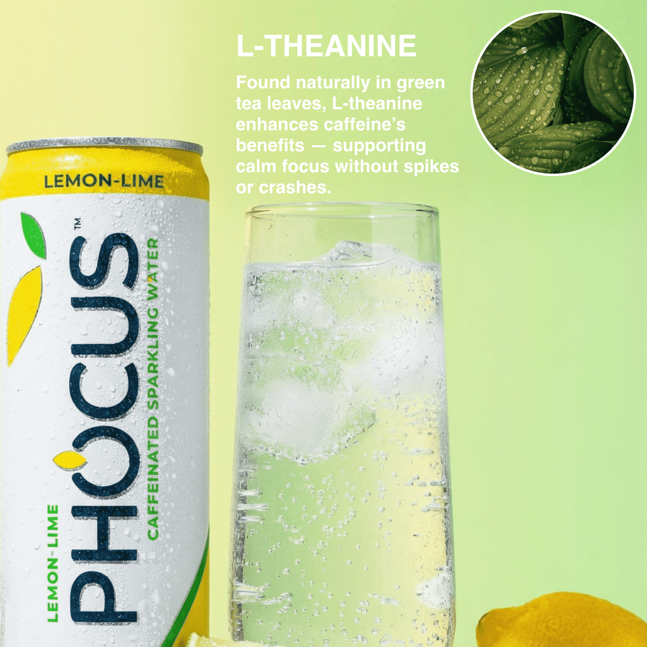 Phocus Caffeinated Sparkling Water Lemon Lime