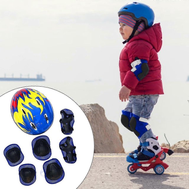 Juego de 7 protectores de codos y rodillas para casco de niños, para ciclismo, patines y bicicletas