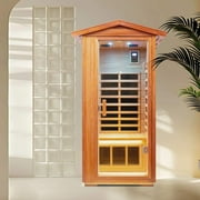 Outdoor Khaya Wood One Person Far Infrared Sauna Room Natural Wood Metal Wood