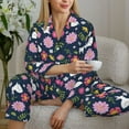 thumbnail image 6 of Pofeuu Floral Rabbit Print Womens Pajamas Set Long Sleeve Sleepwear Button Down Nightwear Soft Pj Lounge Sets Button Down Pajamas Women-XX-Large, 6 of 7