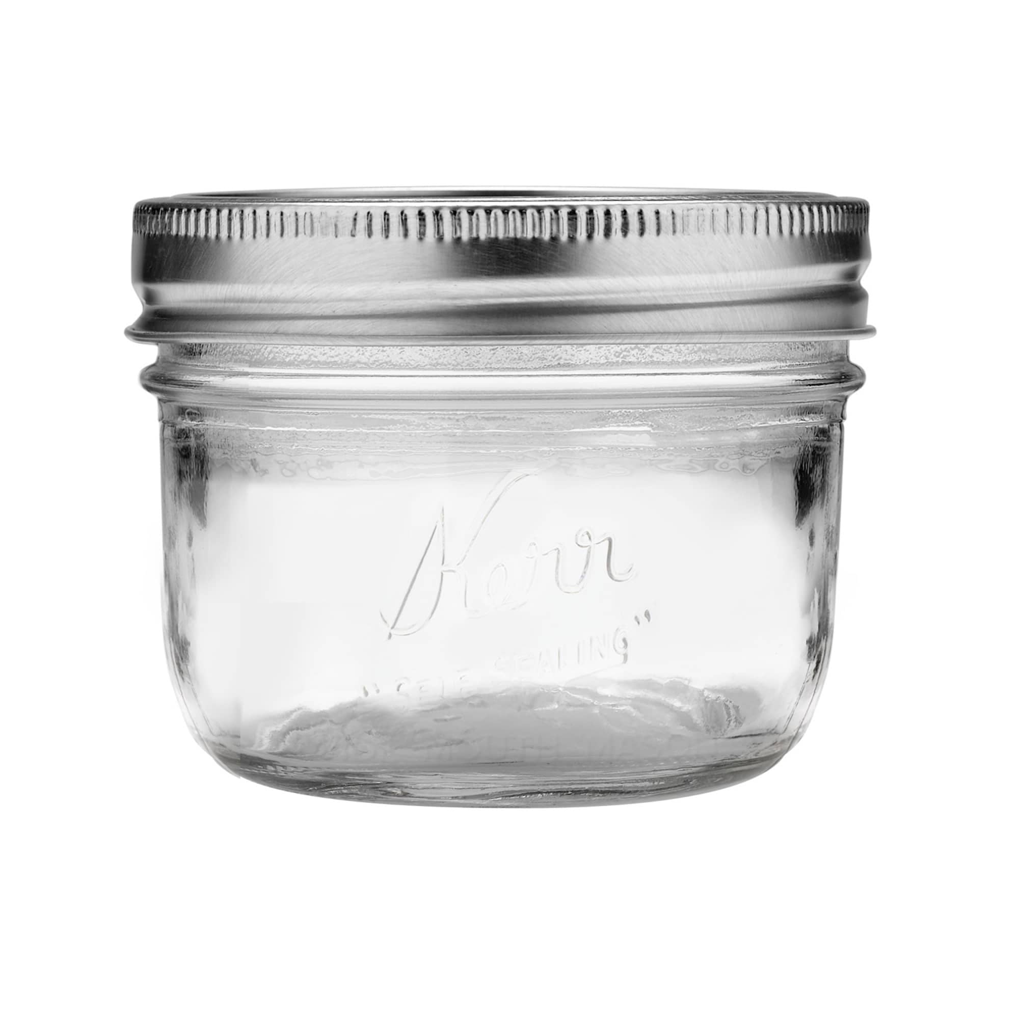 Kerr Canning Jars, Wide Mouth Half-Pint Mason Jars with Lids and Bands, 12 Count 8 oz