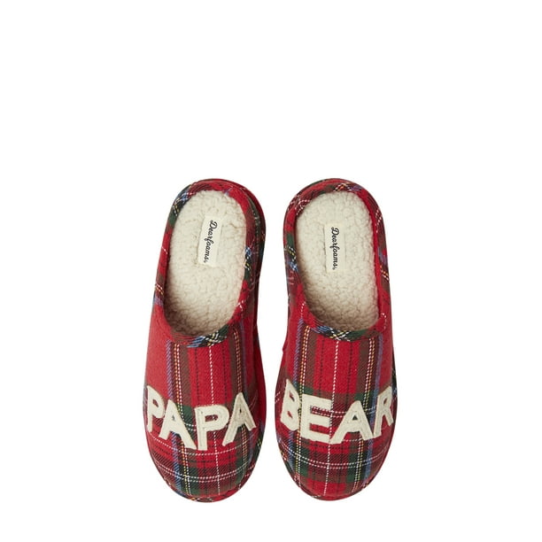 Dearfoams Dearfoams Mens Papa Bear Plaid Clog Slippers