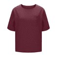 thumbnail image 4 of womens tops short sleeve summer Elbow Length Sleeve Coop Neck T-Shirts Casual Loose Comfy Lightweight Trendy Basic Shirts with Pocket, 4 of 7
